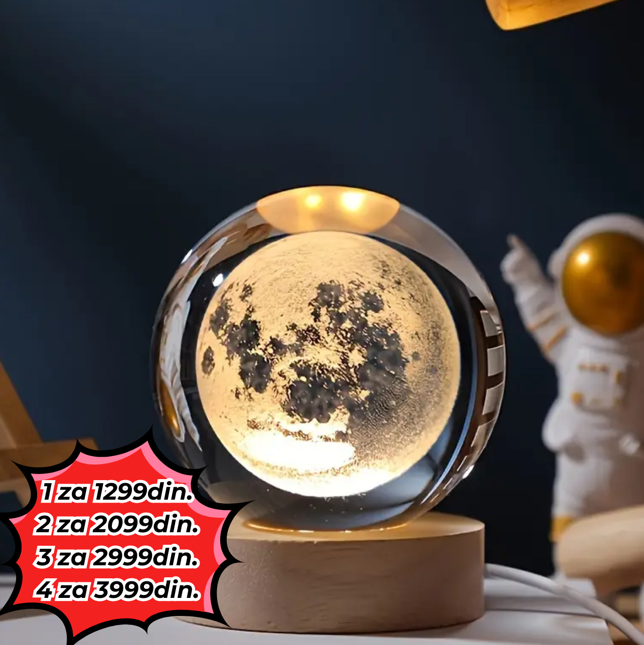 3D Kristalna Lopta - Solarni Sistem Lampa